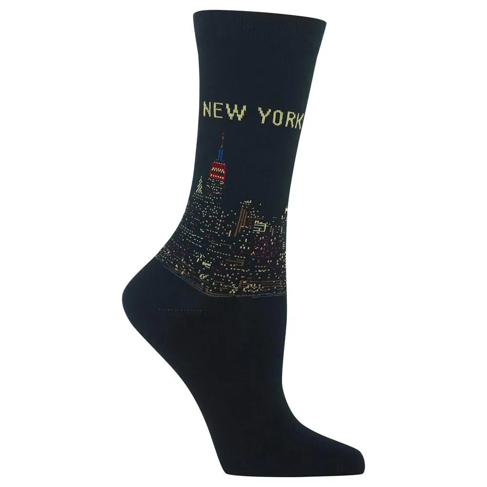 Hot Sox Women's Fun USA Travel & Cities Crew Socks-1 Pair Pack-Cool & Artistic